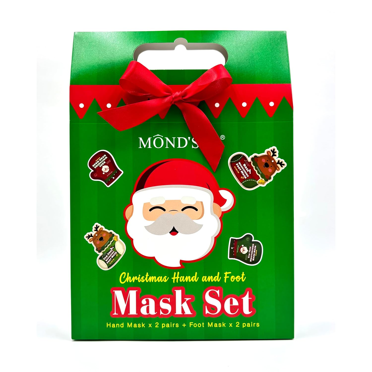 MOND'SUB Christmas Hand and Foot Mask,Moisturizing & Repairing,Self Care Gifts for Women,Spa Kit, Stocking Stuffers, 2 Gloves & 2 Socks,Rose & Tea Tree