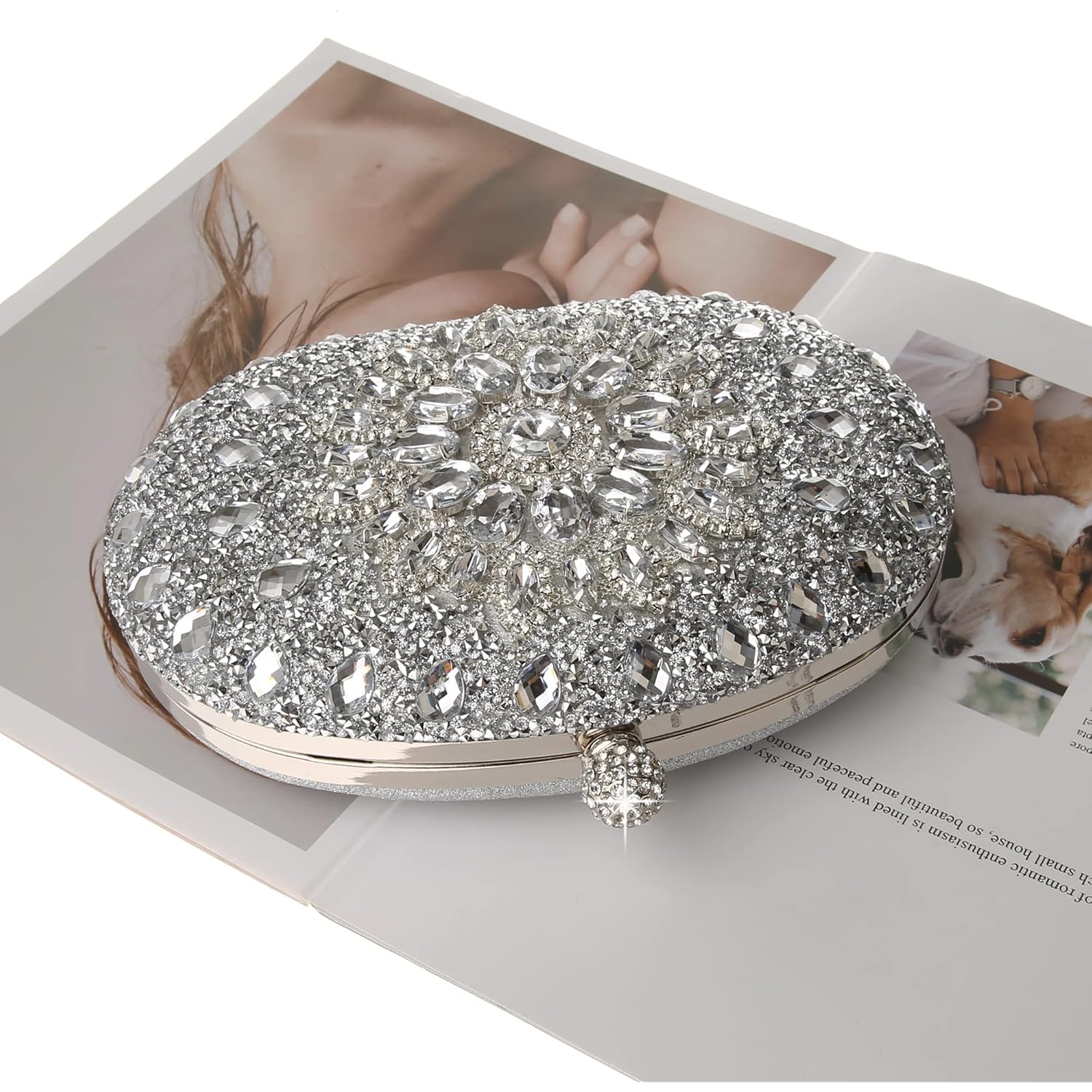 Womens Sparkly Rhinestone Glitter Clutch Purse Evening Handbag Shoulder Bag for Wedding Party Prom