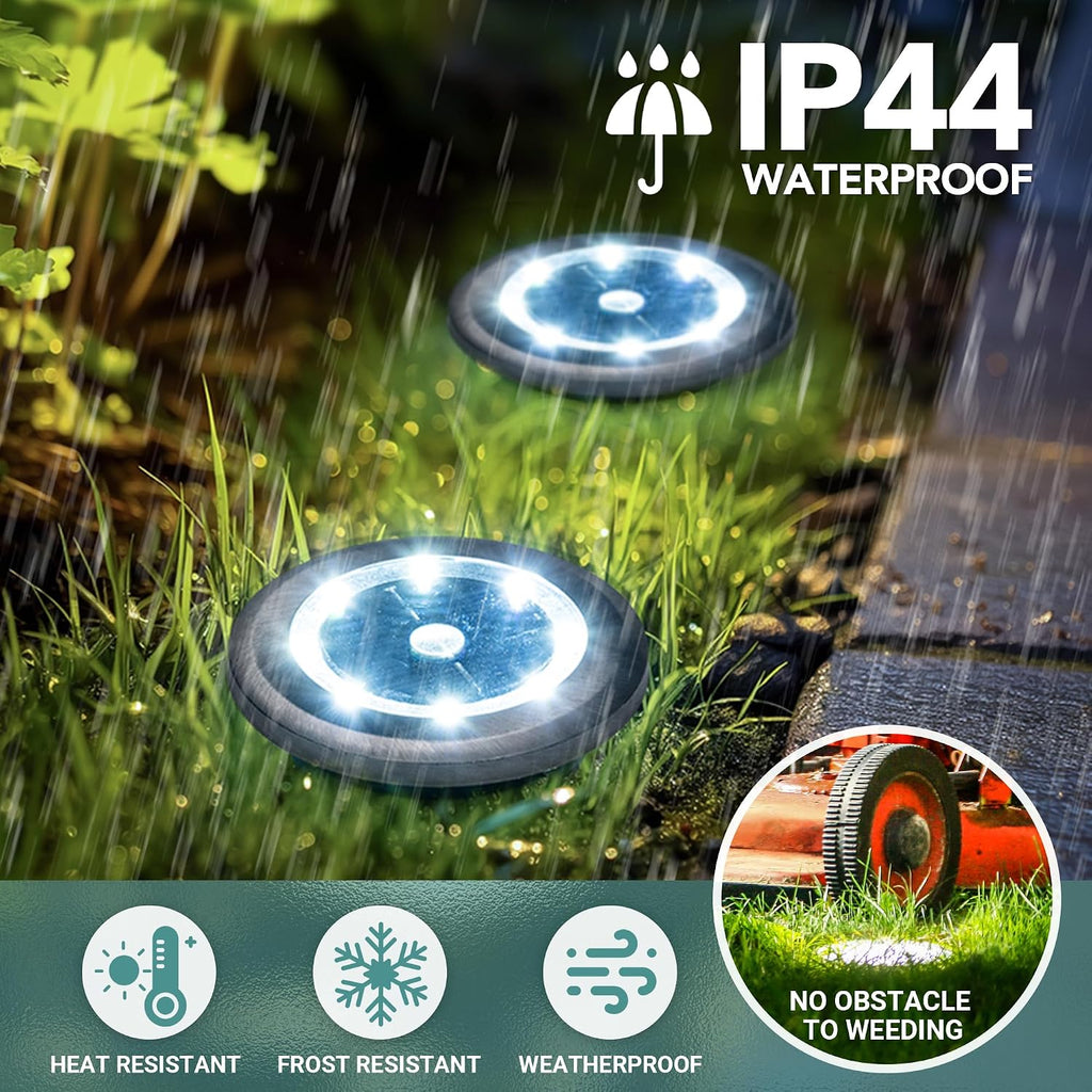 Solpex Mini Solar Ground Lights, 10 Pack Solar Lights Outdoor Waterproof, Pathway Lights Solar Powered, Solar Garden Light, Landscape Lighting For Yard Driveway Walkway (Cool White)