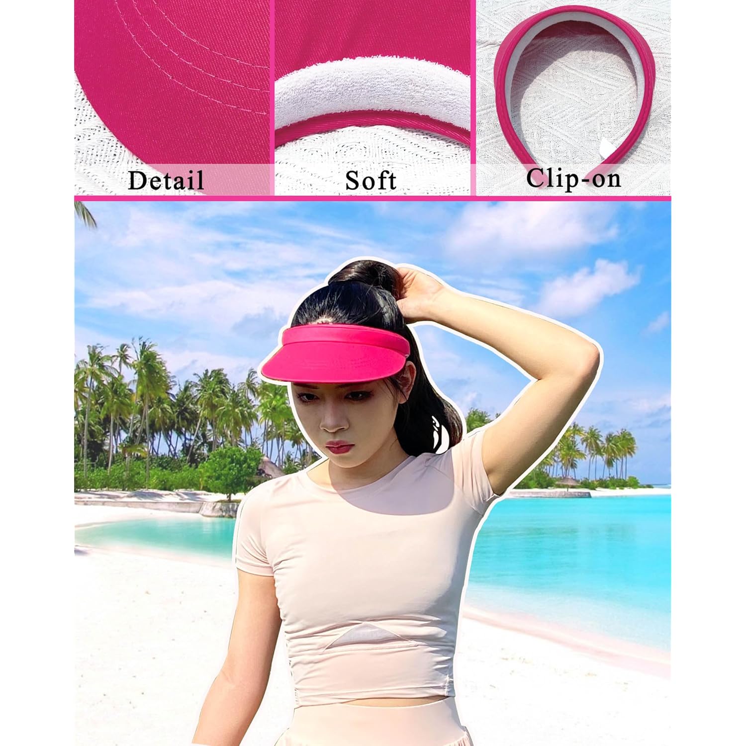 3 Pack Sports Sun Visor Hat Women Men Adjustable Clip On Visors Outdoor Golf Beach Cap