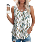 OFEEFAN Womens Tank Tops V Neck Sleeveless Flowy Loose Fit Basic Casual Summer Tops