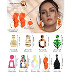 JeryWe 9 Pairs Clip on Earrings for Women Fashion Rattan Acrylic Tassel Drop Dangle Earrings Set Lightweight Geometric Statement Bohemian Clip Earrings for Non Piercied