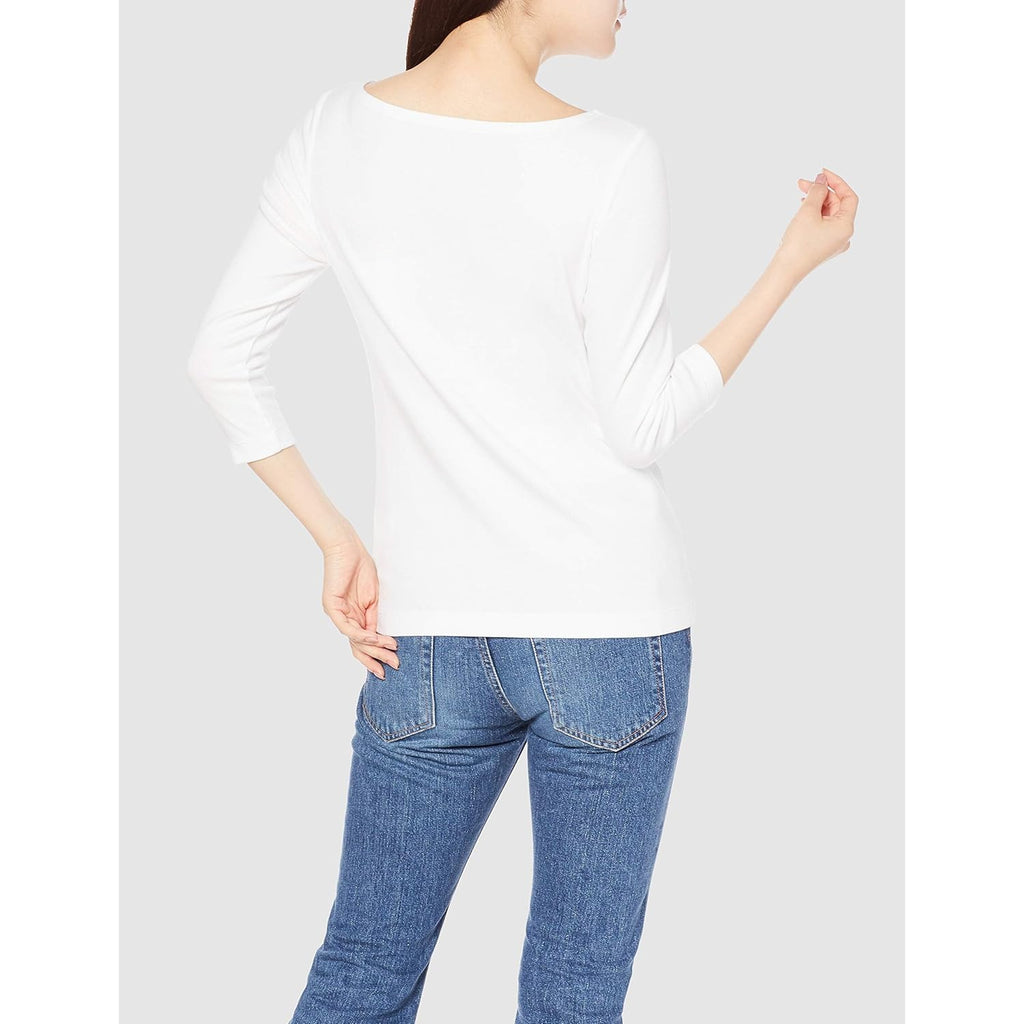 Women's Slim-Fit 3/4 Sleeve Boat Neck Cotton Modal Micro Rib T-Shirt