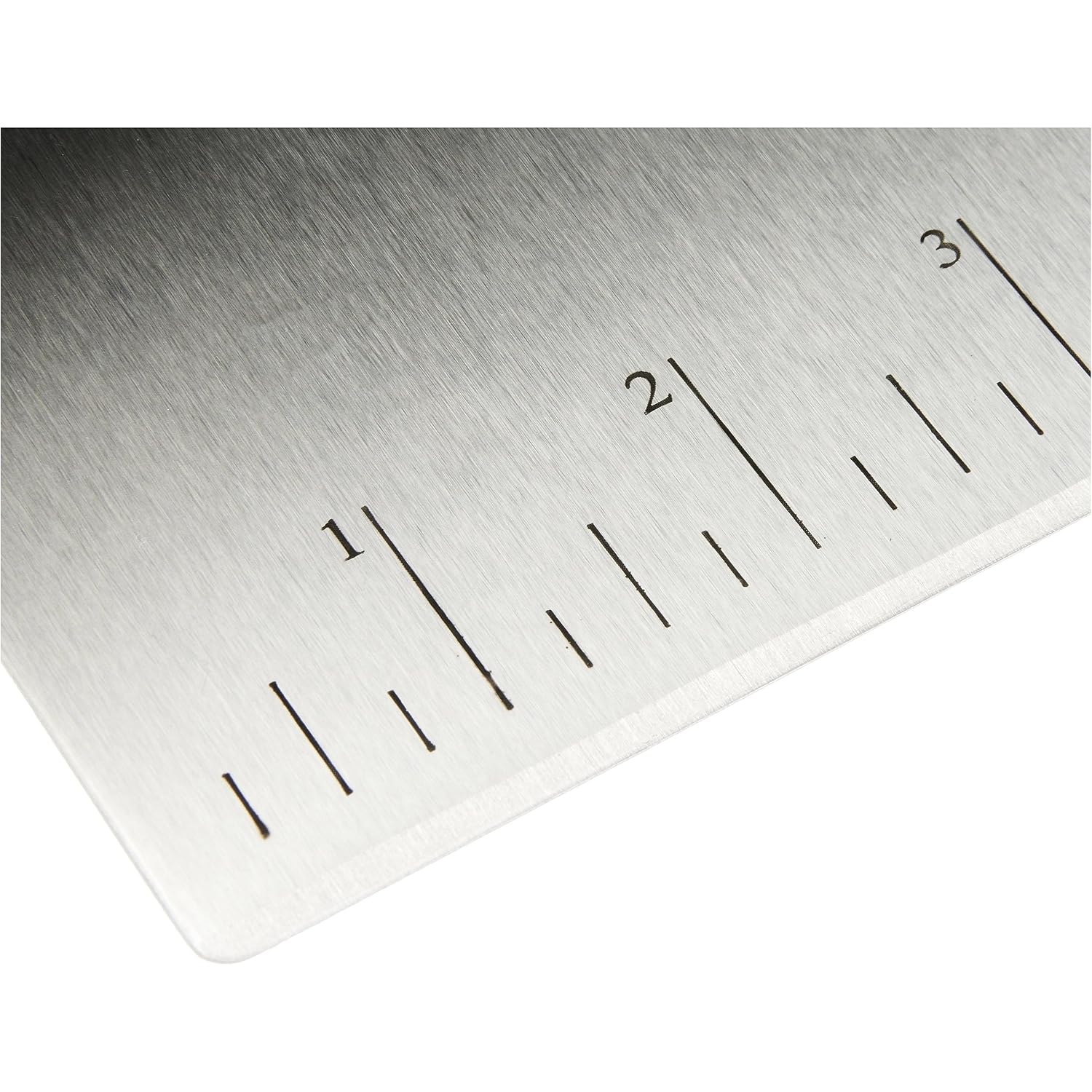 Amazon Basics Multi-Purpose Bench Scraper, Stainless Steel Dough Cutter With Measurement Marks, Dishwasher Safe, Non-Slip Contoured Grip, 6", Black, Silver