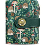 Kelvoris Cute Hedgehog Small Rfid Women Wallet Bifold Zipper Coin Pocket PU Leather Compact Cash Credit Card Holder Travel Wallet for Female Ladies Teen Girls 1 ID Window 10 Card Slots
