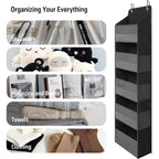 Tymensh Black Over Door Organizer With 5 Large Clear Pockets And 6 Side Mesh Pockets, Anti-Tilt Hanging Door Storage For Closet, Bathroom, Nursery, Bedroom, Dorm, Toys, Cosmetics