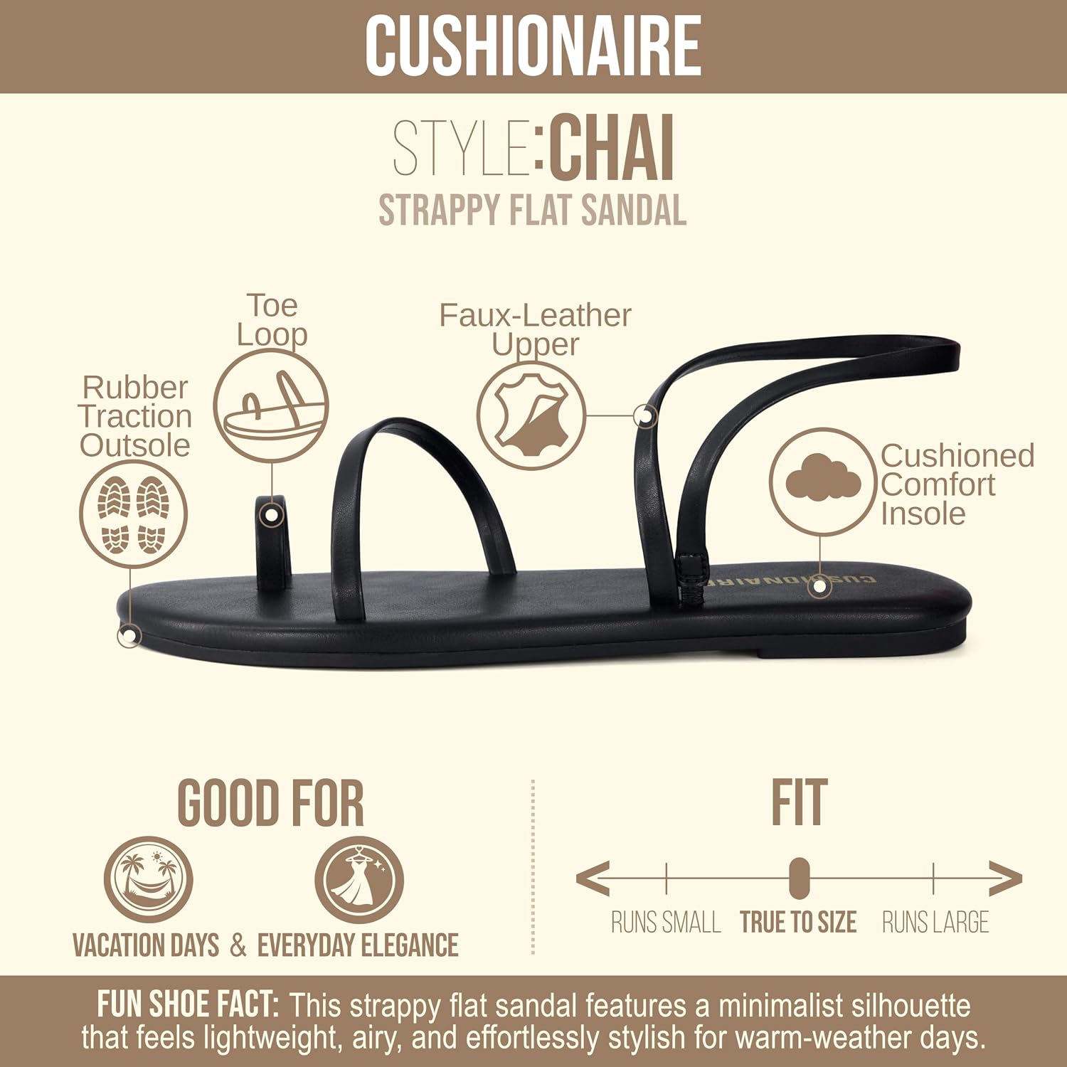 Cushionaire Chai Strappy Flip Flops For Women, Comfortable Casual Women Sandals With Memory Foam