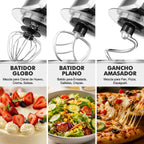 Kitchen In The Box Stand Mixer,3.2Qt Small Electric Food Mixer,6 Speeds Portable Lightweight Kitchen Mixer For Daily Use With Egg Whisk,Dough Hook,Flat Beater (Black)
