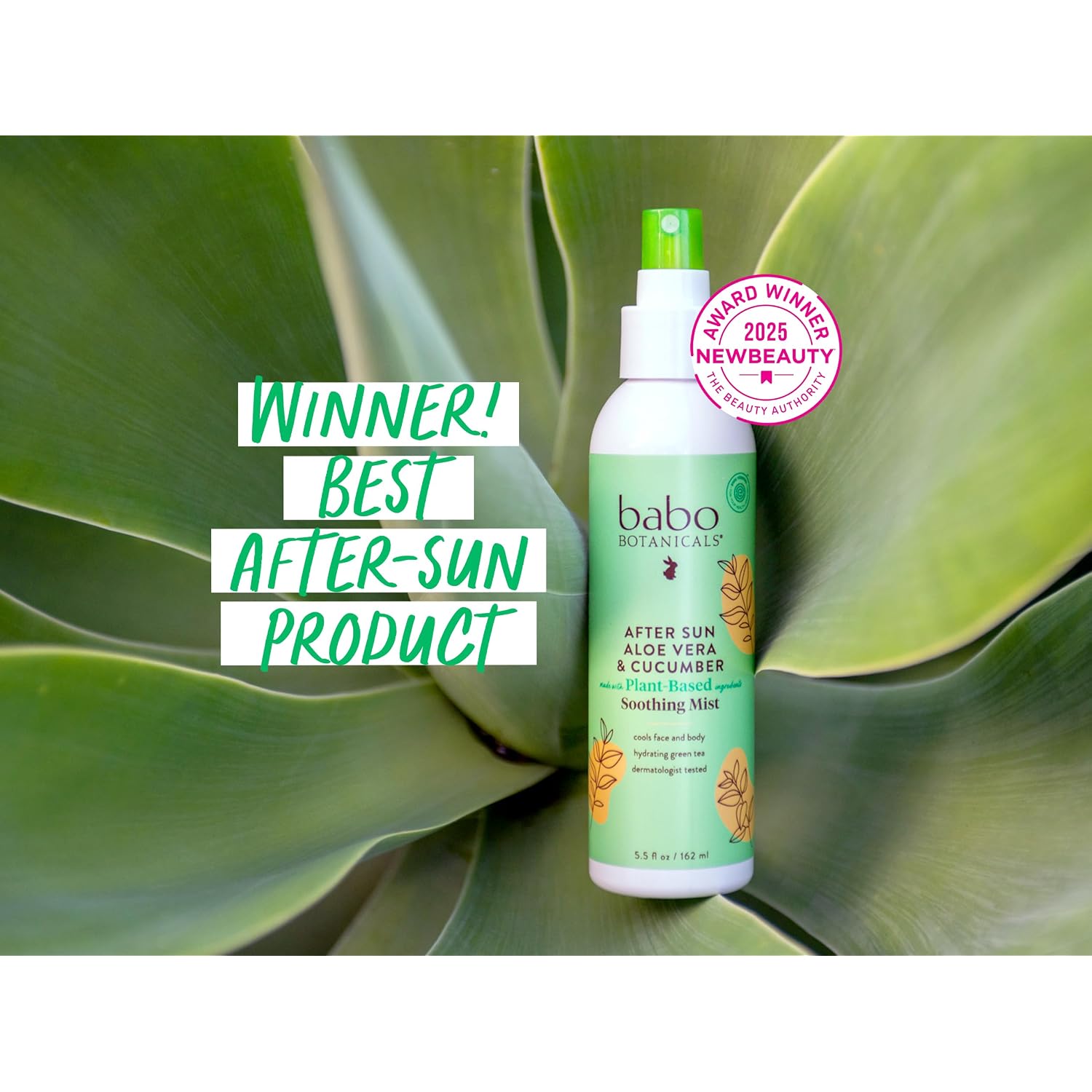Babo Botanicals After Sun Soothing Mist - Aloe Vera & Cucumber - For Face, Body & Sensitive Skin - Non-Aerosol - No-Touch Application - Ewg Verified - Alcohol-Free - Scented With Cucumber Extract