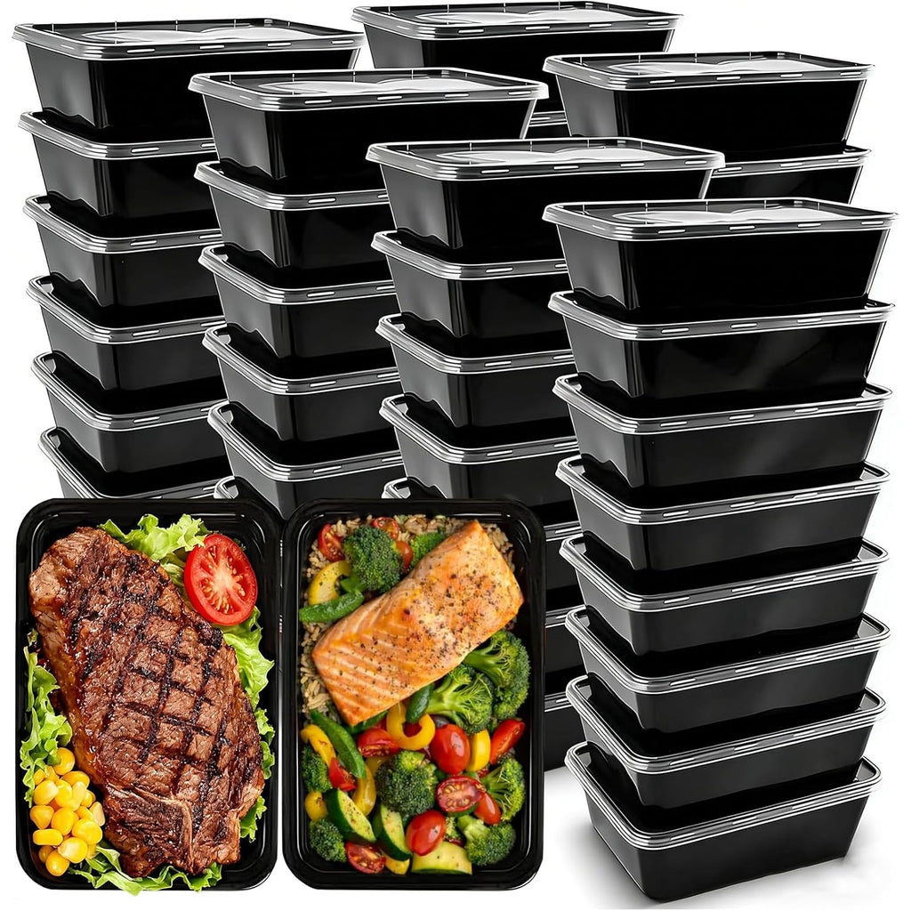 50-Pack Meal Prep Containers, 26 Oz Microwavable Reusable Food Containers With Lids For Food Prepping, Disposable Lunch Boxes, Plastic Food Boxes- Stackable, Freezer Dishwasher Healthy