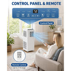 8,000 Btu Portable Air Conditioners, Cools Room Up To 350 Sq.Ft, 4-In-1 Ac Unit With Dehumidifier & Fan Mode, Remote Control, Ultra-Quiet 50Db, White & Black, Easy Window Kit