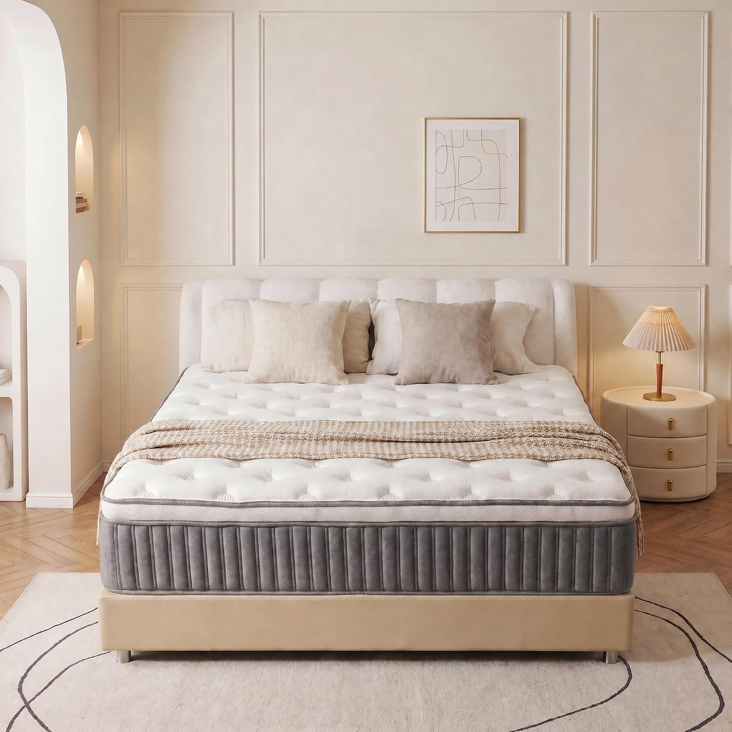 Queen Mattress, 12 Inch Hybrid Queen Mattress In A Box, Medium Firm Memory Foam Mattress, With Individual Pocket Springs, Upgrade Zoned Support, Motion Isolation&Pressure Relief, Certipur-Us