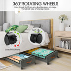 Yecaye Under Bed Storage With Wheels, 2Pack Under Bed Storage Containers, Underbed Shoe Storage Organizer, Rolling Under Bed Metal Drawers For Clothes, Blankets(30.71 X 16.93 X 6.69 In)