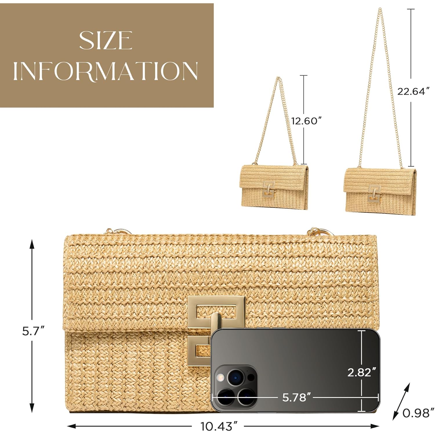 SWEETV CHUNLI Straw Purse Woven Beach Bag Summer Clutch Purse Boho Crossbody Bags for Women Small Raffia Shoulder Bag