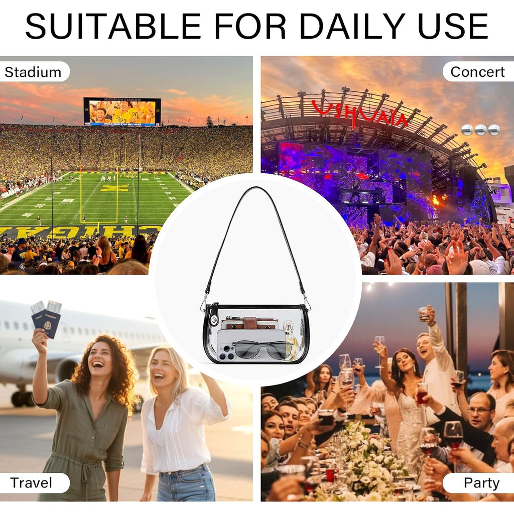 Cluci Clear Purse Crossbody Bags For Women Clear Crossbody Bag Clear Shoulder Bag For Concerts Sports Events Festivals