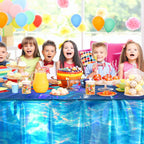 3 Pcs Iridescent Waves Tablecloths - Disposable Plastic Ocean Blue Table Cloth Rectangle Table Covers for Under the Sea Beach Surf Pool Party Birthday Party Decorations, 54 x 108 Inch