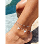 U7 Silver/Gold Ankle Bracelets for Women Layered Chain Anklets Stainless Steel Waterproof Summer Beach Anklet Charm, Adjustable 8.5"-10.5"