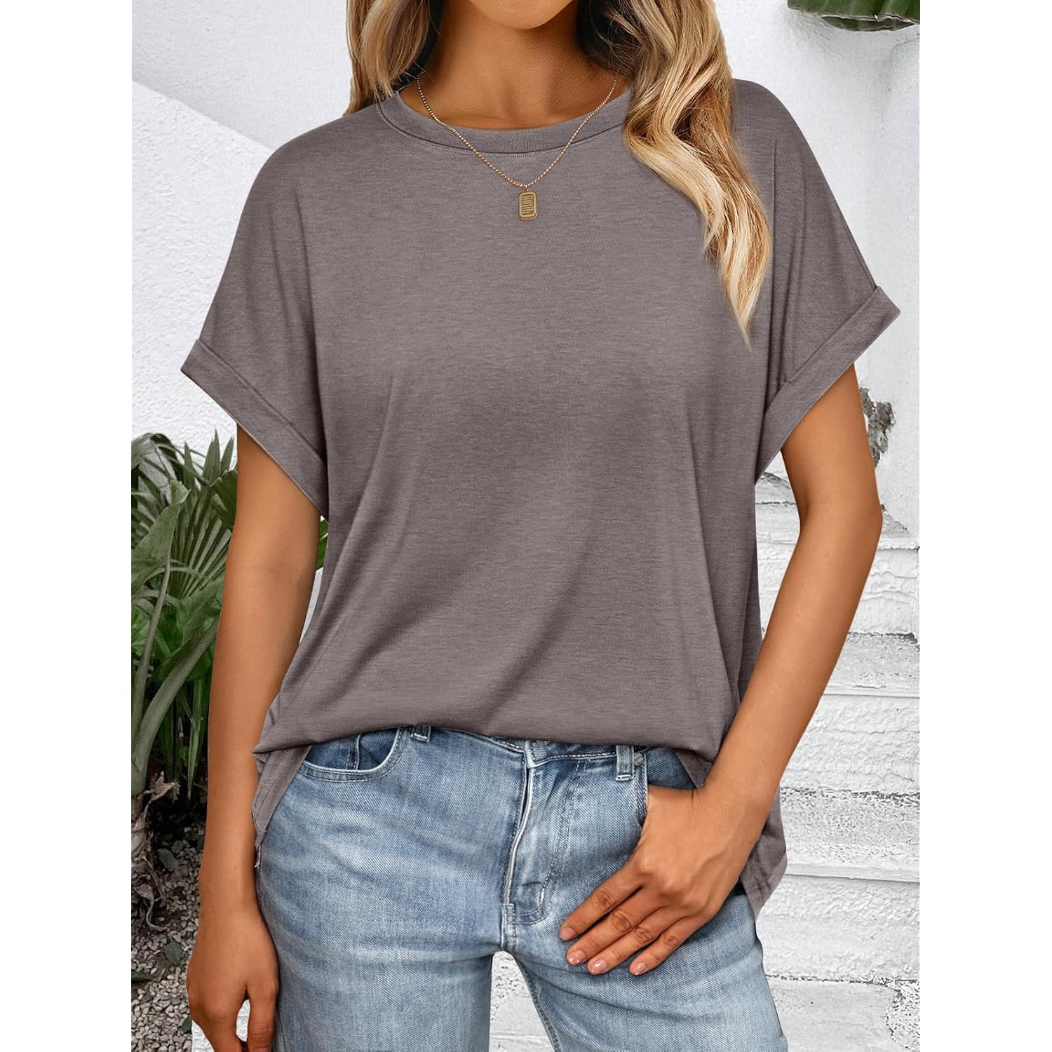 Automet Women'S Oversized Short Sleeve T Shirts Casual Summer Everyday Tops