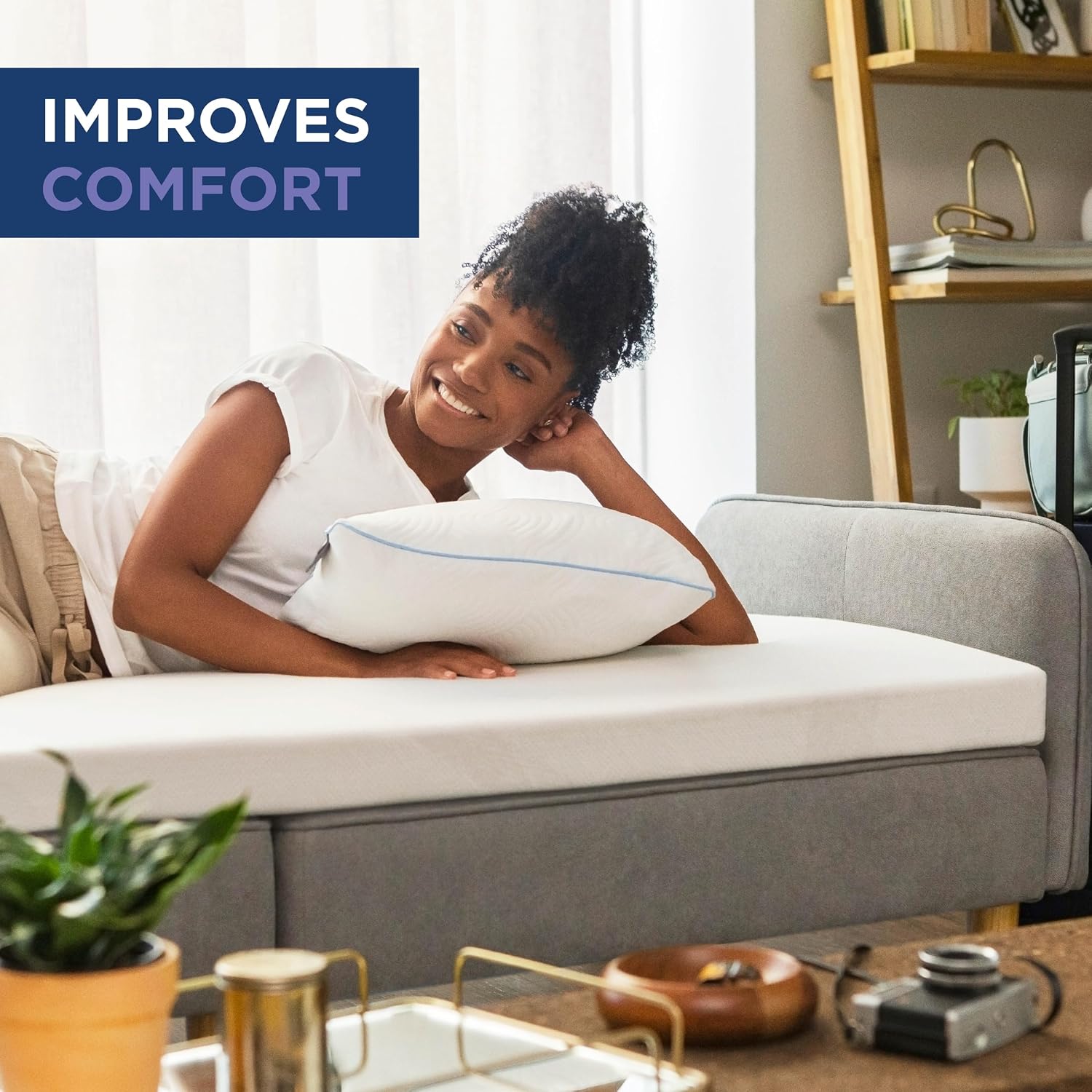 Tempur-Adapt (Supreme) 3" Memory Foam Mattress Topper, Queen,White