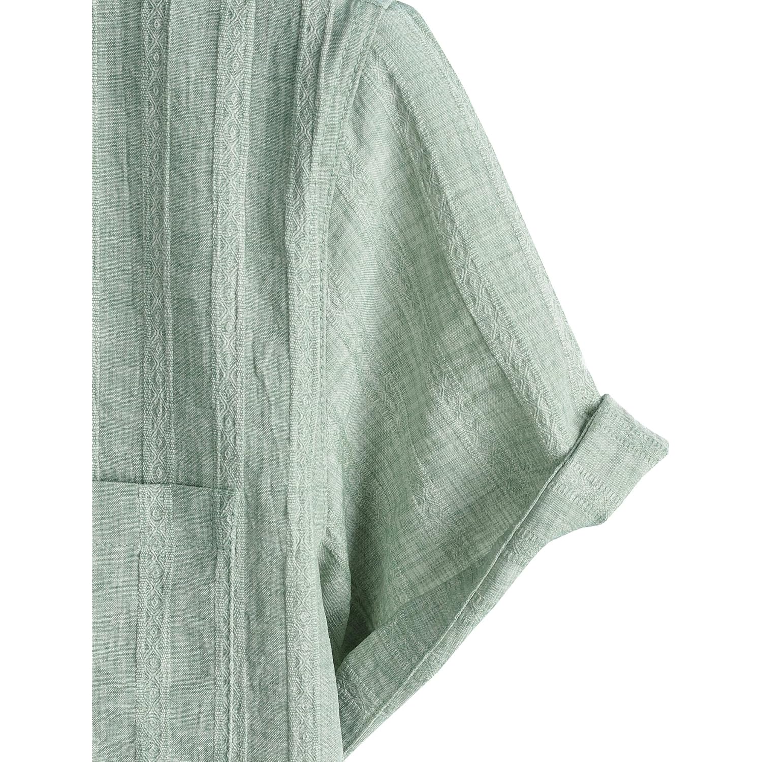 Lucmatton Men'S Vintage Bohemian Short Sleeve Button Down Shirt Casual Regular Fit Striped Textured Summer Beach Tops