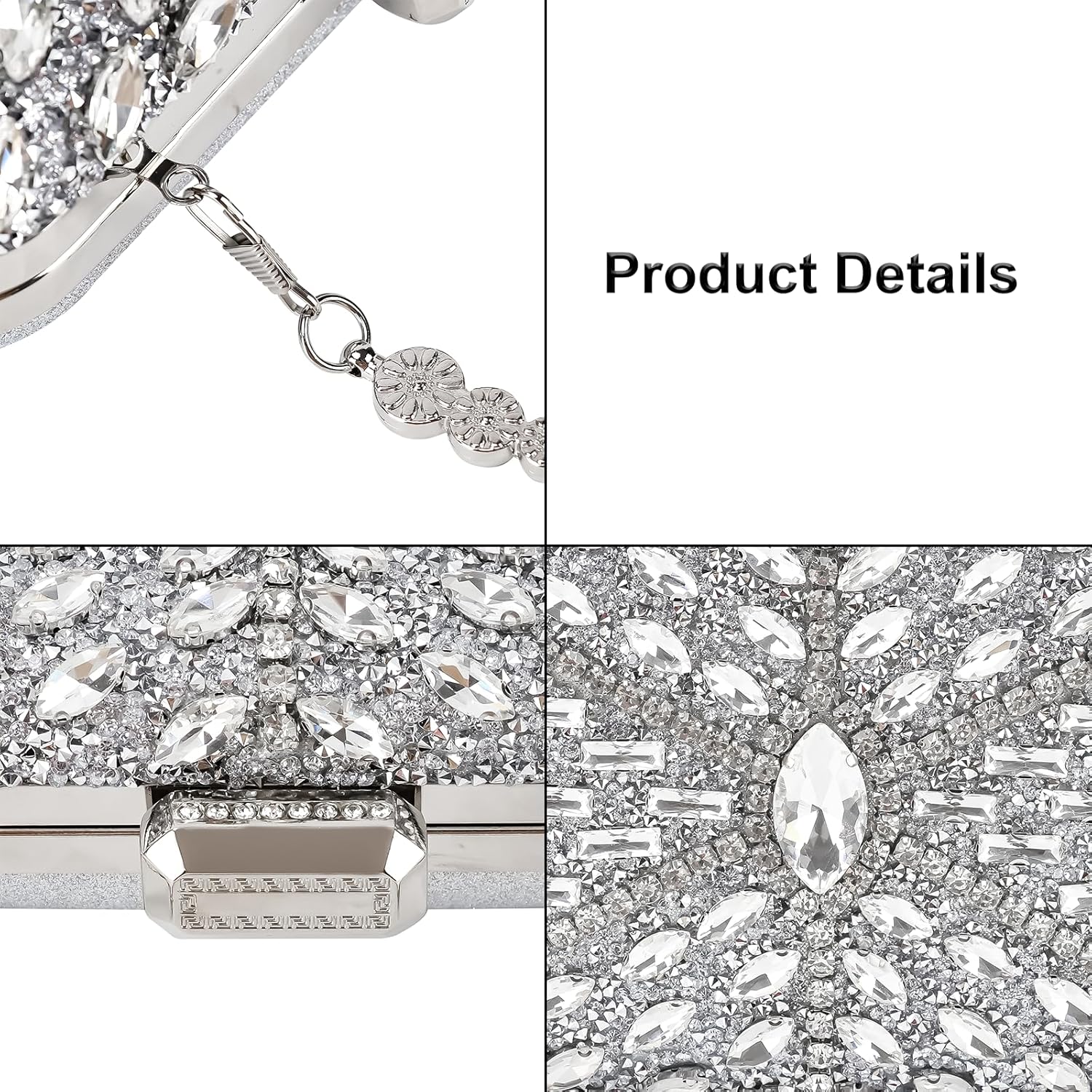 Womens Sparkly Rhinestone Crystal Glitter Clutch Purse Evening Handbag Shoulder Bag for Wedding Party Prom