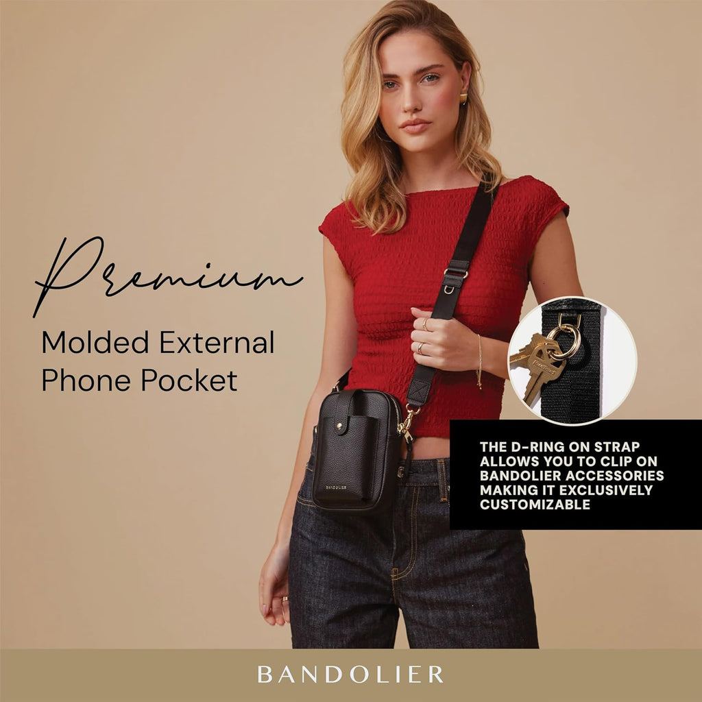 Bandolier Dillon Bag Crossbody | Stylish Pebble Leather Bag | Adjustable Strap, Exterior Slip Pocket | Bags for Women