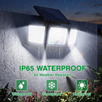Solar Outdoor Lights Motion Sensor, 2500Lm 286 Led Security Flood Lights With Visual Battery & Mode Display, 3 Lighting Modes, Ip65 Waterproof 3-Head Wide Angle For Garage, Yard, Patio (2 Pack)