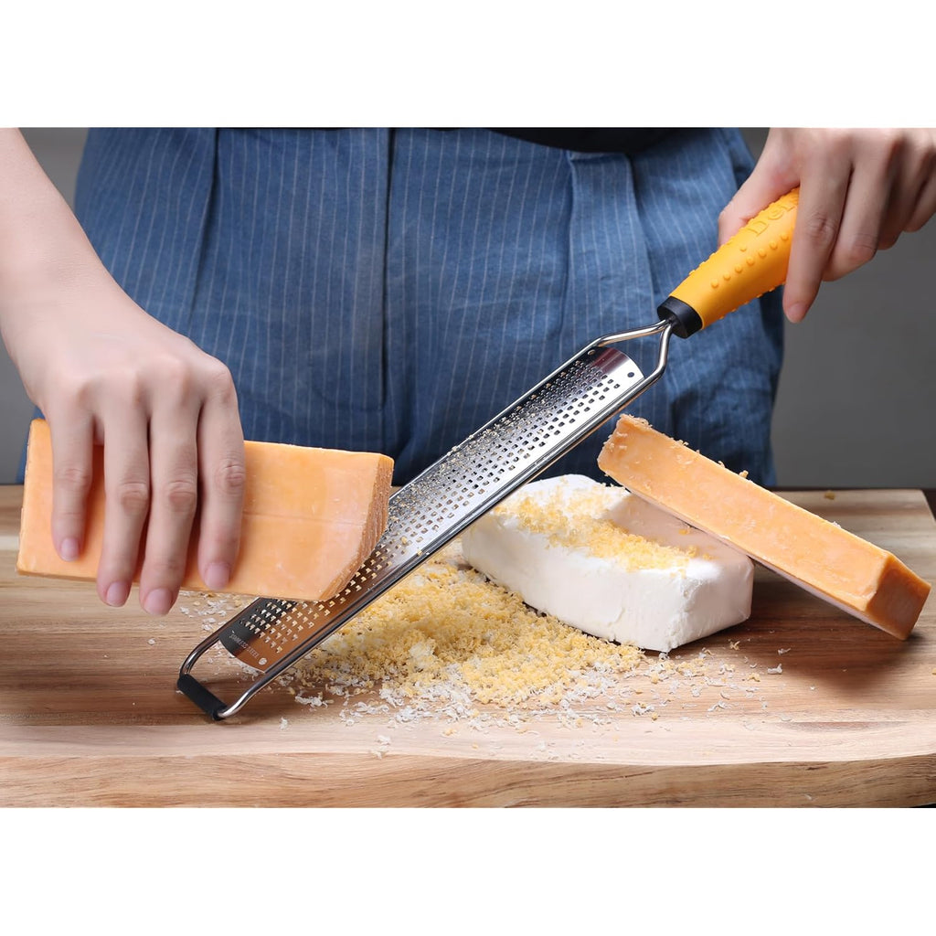 Deiss Pro Lemon Zester & Heavy Duty Cheese Grater & Vegetable Grater - Parmesan Cheese Lemon, Garlic, Nutmeg, Chocolate, Fruits, Vegetables, Ginger Grater - Cheese Shredder & Stainless Steel Grater