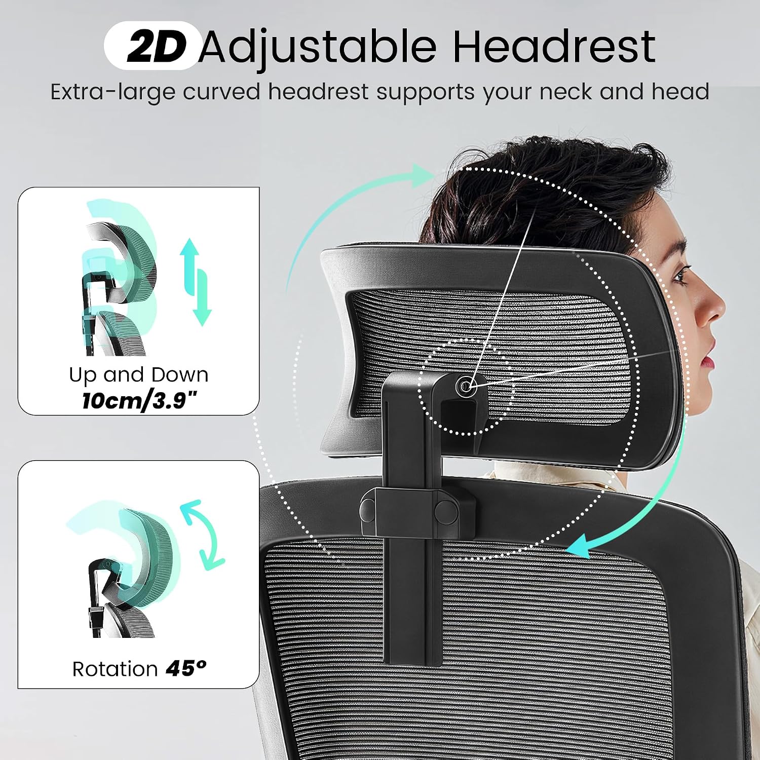 Fizzin Ergonomic Office Chair, 400 Lbs Computer Chairs With Adjustable Lumbar Support, Breathable Mesh Desk Chair Ergonomic With Thickened Cushion, Comfy Home Office Desk Chair (Black)