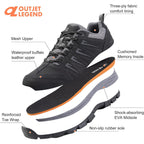 Ol Outjet Legend Men'S Waterproof Hiking Shoes Leather Comfortable Lightweight Anti-Slip Outdoor Walking Work Sneakers