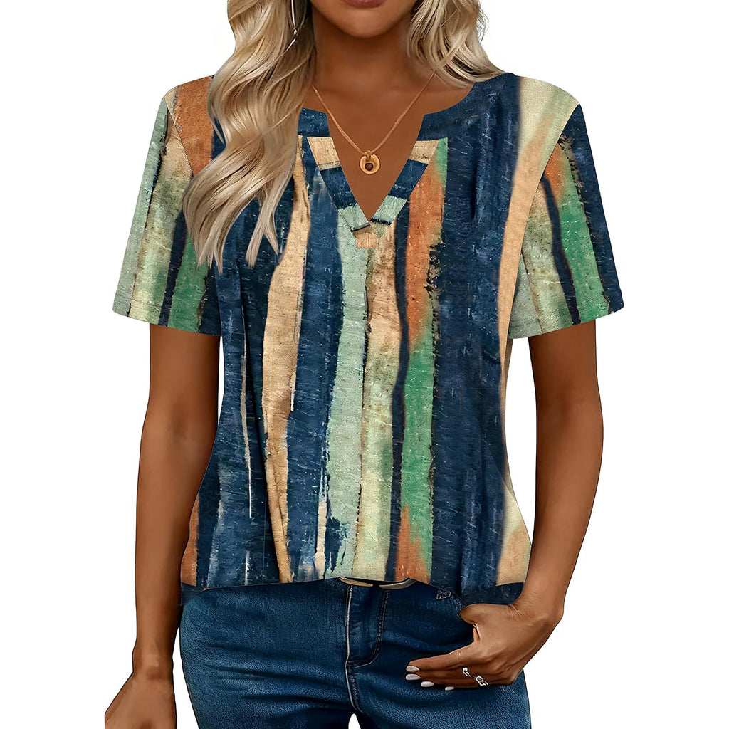 Zeagoo Womens Tops Short Sleeve V Neck Tee Shirts Cute Dressy Casual Clothing Business Work Blouse Multicolor-cx289