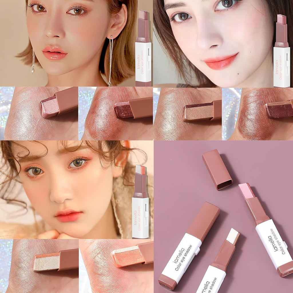 6 Color Eyeshadow Stick Set, Pink, 3 Pcs
