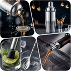 Cocktail Shaker Set Bartender Kit,Professional Bar Set, Martini Shaker, Jigger, Strainer, Mixer Spoon, Muddler, Liquor Pourers Ideal Bar Accessories For Home, Gift For Christmas, Birthday, Beginners