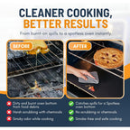 Oven Liners for Bottom of Oven - 2 Pack Large Heavy Duty Mats, 17”x25” Non-Stick Reusable Liner for Electric, Gas, Toaster Ovens, Grills - BPA & PFOA Free Kitchen Accessory to Keep Oven Clean (Black)