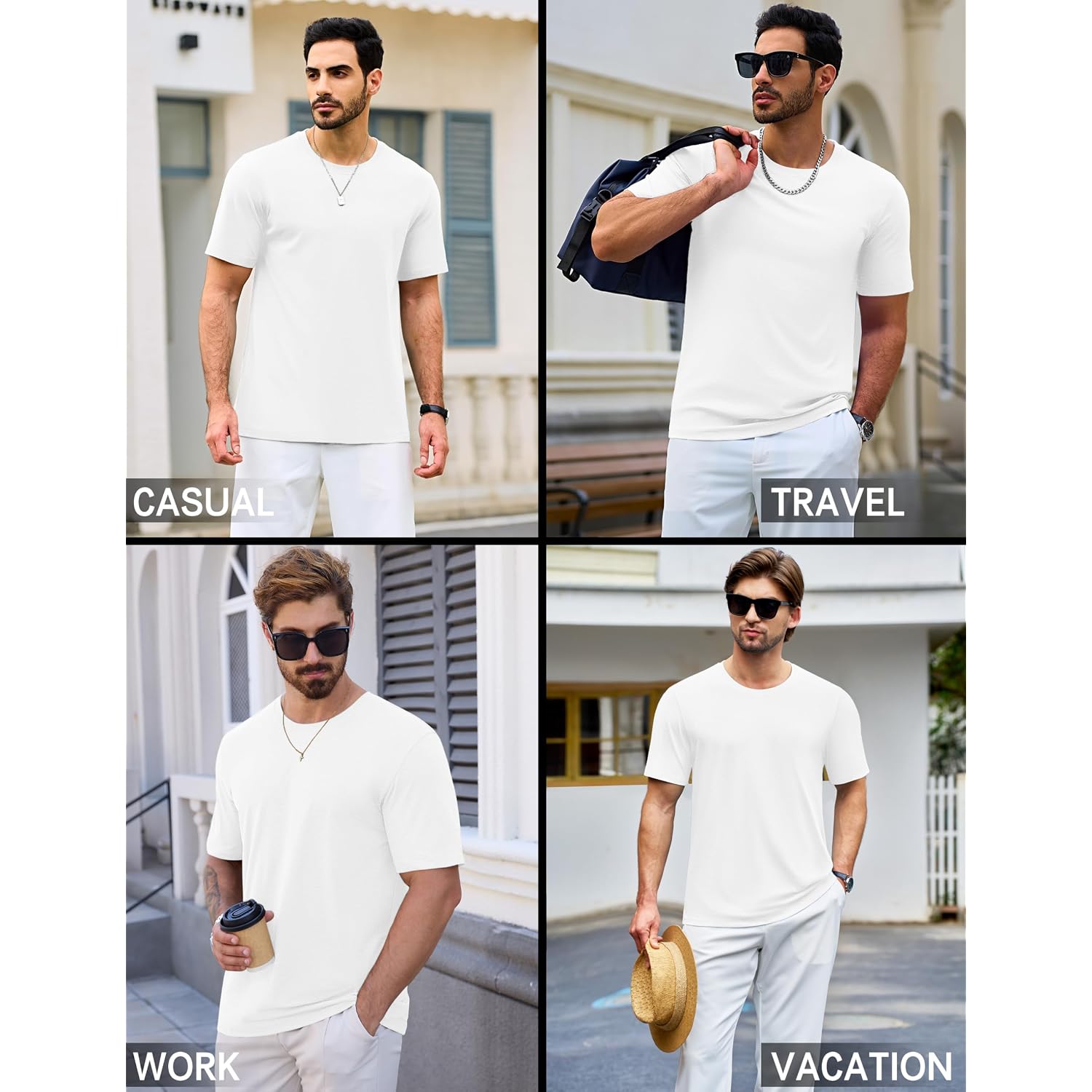Cotrasen Mens T-Shirts Short Sleeve Cotton Crew Neck Lightweight Moisture Wicking Casual Soft Basic Plain Tee Shirts