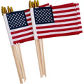 12 Pack Small American Flags On Stick Small Us Flags/Mini American Flags For Outside 4X6 Inch American Hand Held Stick Flags With Kid-Safe Spear Top, Patriotic Veterans Day Decorations, 4Th Of July Decorations