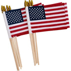 12 Pack Small American Flags On Stick Small Us Flags/Mini American Flags For Outside 4X6 Inch American Hand Held Stick Flags With Kid-Safe Spear Top, Patriotic Veterans Day Decorations, 4Th Of July Decorations