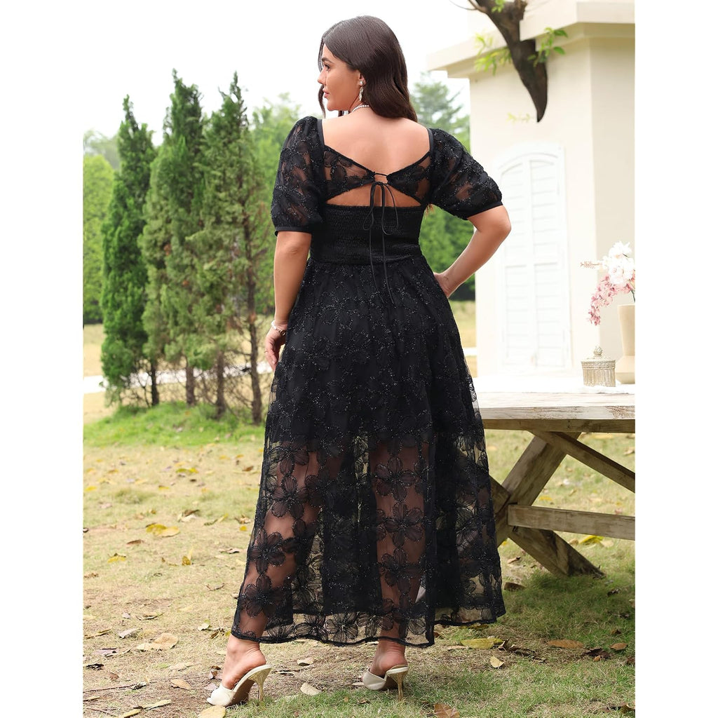 Eywol Formal Wedding Guest Cocktail Floral Embroidered Dress M-3Xl
