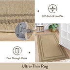 Livebox Scalloped Easy Jute 3X5 Outdoor Rug, Washable Non-Slip Geometric Tan Rugs For Entryway, Indoor Outdoor Farmhouse Rug Modern Carpet Door Mat Area Rug For Patio Bedroom Living Room Kitchen Porch