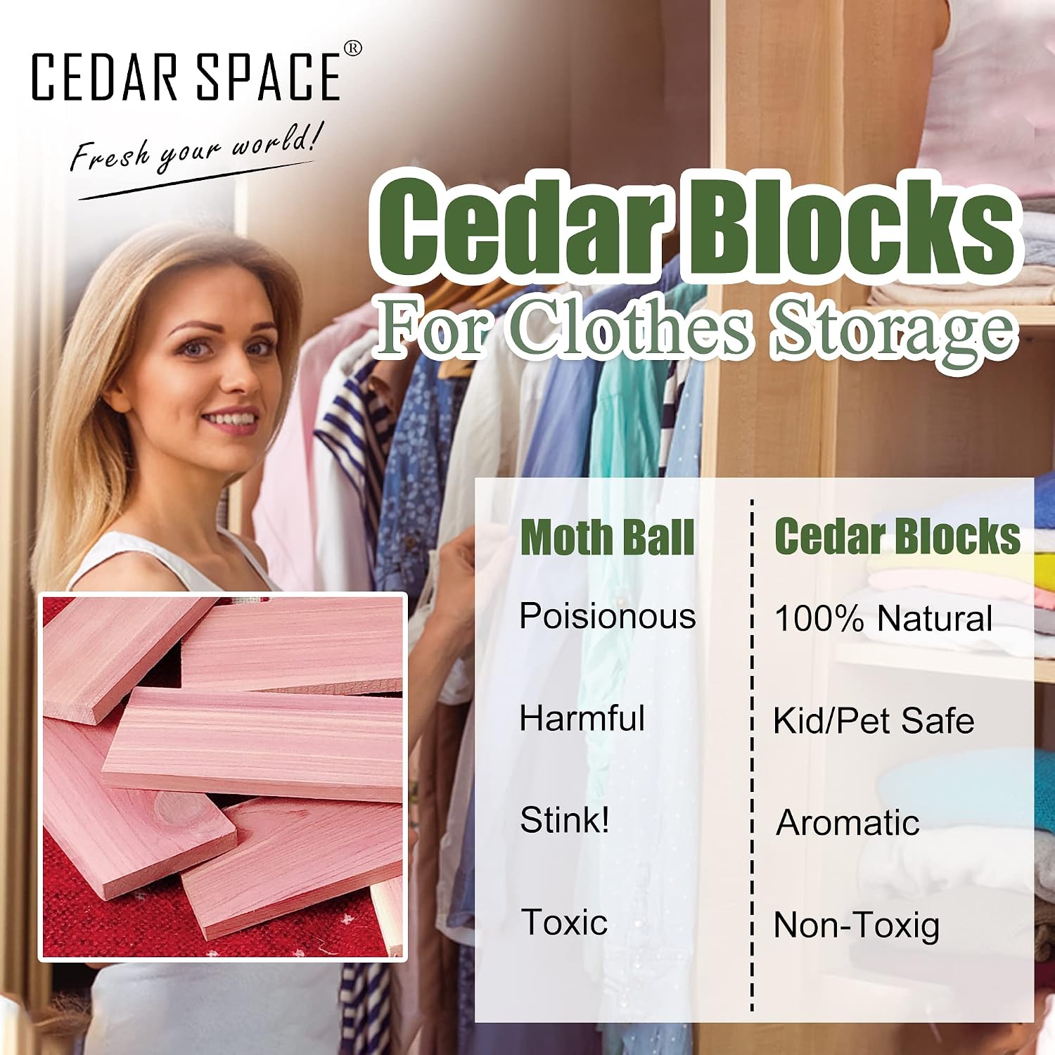 Cedar Blocks For Closet Storage,100% Aromatic Red Ceder Blocks Cedar Planks Chips 16Pcs For Closet Drawers 100% Natural Wood Chips
