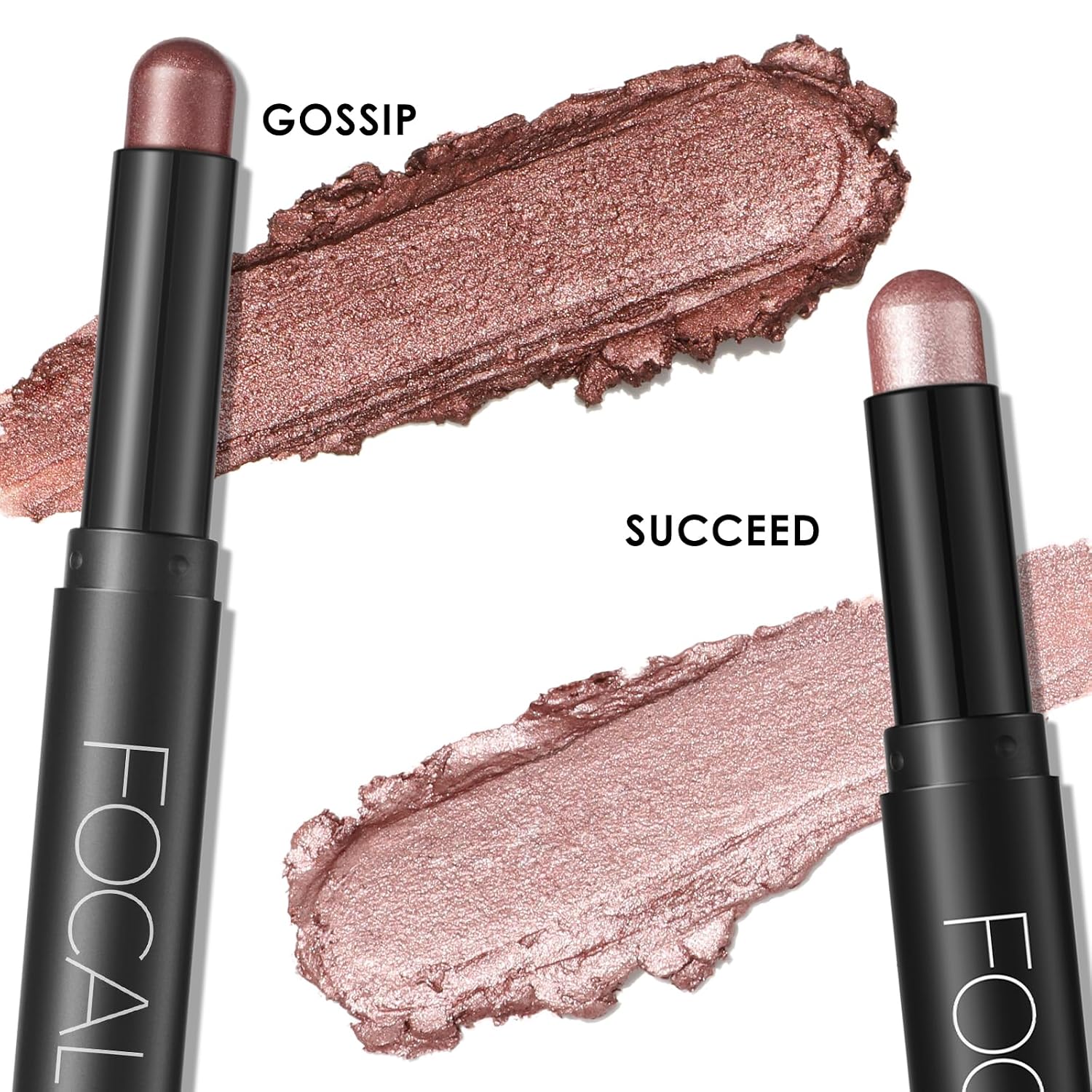 Focallure 2 Pcs Cream Eyeshadow Stick,Brightener Eyeshadow Pencil Crayon,Highlighter Eye Shadow Stick Sets With Crease-Proof Formula,Long Lasting Waterproof Eye Shadow Make Up,Silky Peach