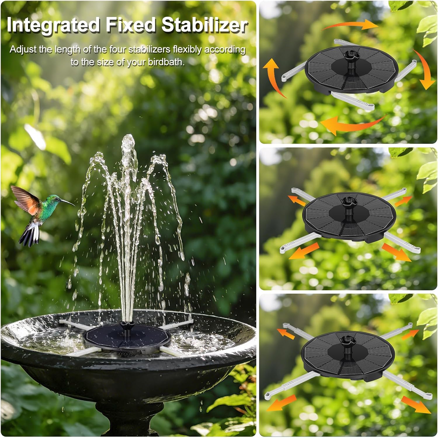 Solar Fountain Pump With 3 Spray Height Adjustment, Upgraded Pet Solar Bird Bath Fountains With 6 Nozzles, Solar Water Fountain Pump For Outdoor, Bird Bath, Garden, Pool, Pond