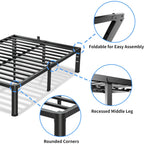Vipshow 18 Inch Queen Bed Frame, 3500Lbs Heavy Duty Metal Platform With Round Corner Legs Mattress Slide Stopper, Steel Slat Support No Box Spring Needed, Noise Free, Non-Slip, Easy Assembly