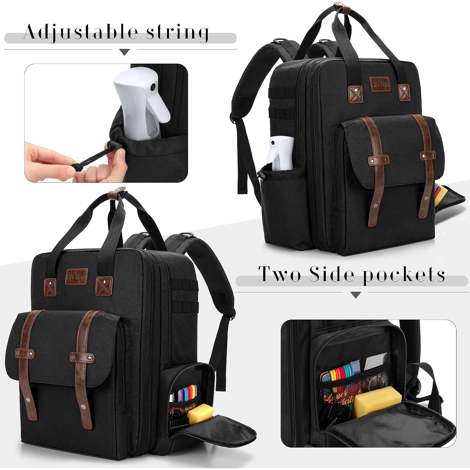 Large Capacity Barber Case, Travel Hairdresser Bag Holds Various Hair Cutting Tools, Black