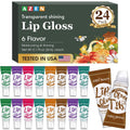 AZEN 24 Pack Lip Gloss Set, Clear Lip Gloss Bulk, Lip Oil for Dry Cracked Lips Moisturizing Hydrating Nourishing with Vitamin E, Mothers Day Gifts for Women