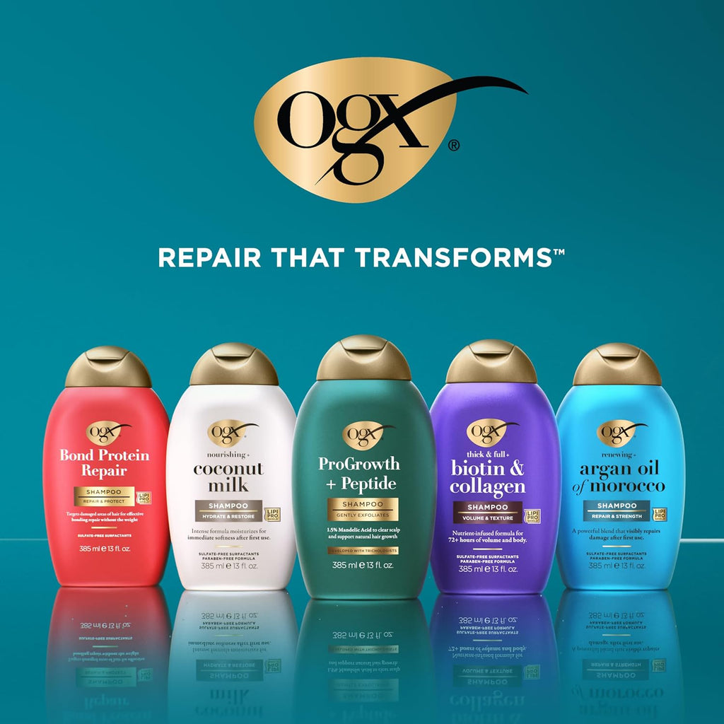 Ogx Thick & Full + Biotin And Collagen For Hair Volume & Body, Sulfate Free Volumizing Shampoo & Conditioner Set For Fine & Thinning Hair, Nutrient-Infused, Vitamin B7, 13 Fl Oz, 2 Pack