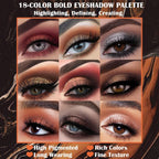Matte Eyeshadow Palette Pro 18 Colors Pigmented Shimmer Glitter Eye Shadow Palette, Long Lasting Waterproof Dark Smokey Powder Cosmetics Pallet Halloween Valentine Gift Makeup Kit (01# Seductress)