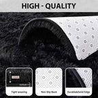 FinRèc Soft Black Area Rugs for Bedroom Living Room, 4x6 Feet Modern Indoor Fluffy Shaggy Rug, Non-Slip Fuzzy Furry Rug for Nursery Kids Room Dorm Room Home Decor, High Pile Plush Floor Carpet