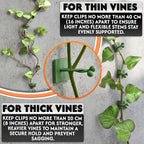 110 Pcs Self-Adhesive Climbing Plant Wall Clips For Vines (Green) | Adhesive Plant Clips For Climbing Plants, Pothos, And Ivy; 40 Small, 40 Medium, 30 Large Sizes In Set; For Indoor & Outdoor
