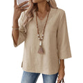 Lomon Women'S 3/4 Length Sleeve Boho Tops V Neck Lace Summer Outfits Dressy Casual Flowy Shirts Vacation Clothes Blouses